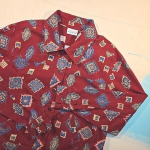 VTG Brownstone Studio Womens L Jacket Red Southwestern Aztec Crop 21x24" Boxy 90